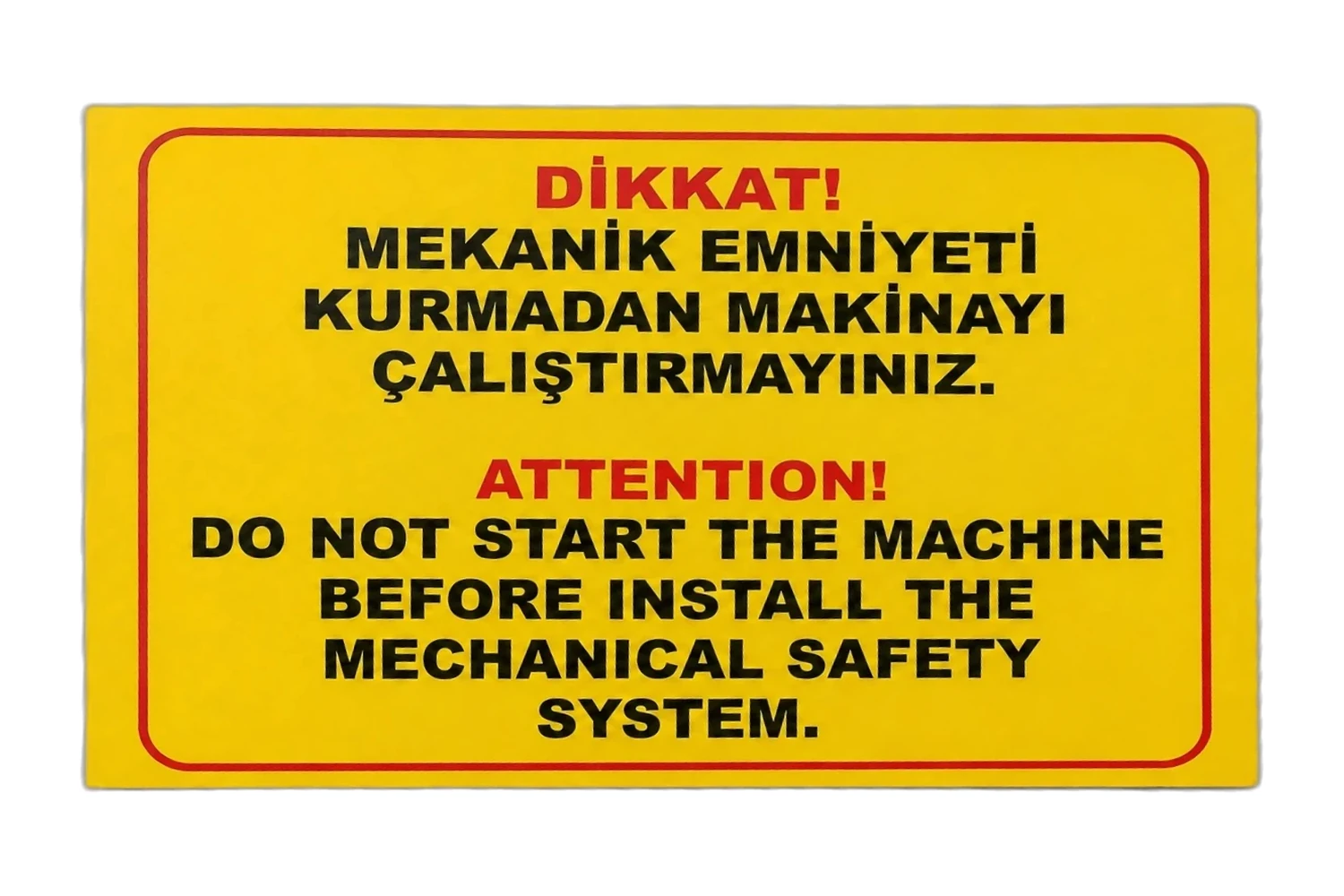 Sticker İkaz Etiketi örneği
